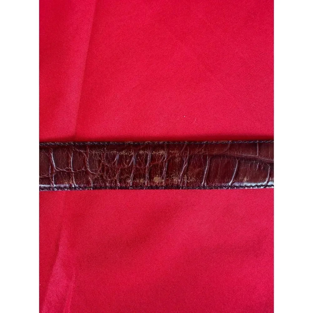 Classic Jos. A. Bank Genuine Leather Brown Croc Embossed Belt Made in Canada 40